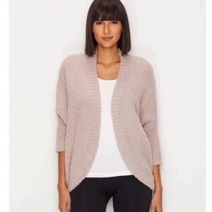 Barefoot Dreams Blush Pink Open-Front Bouclé Cardigan